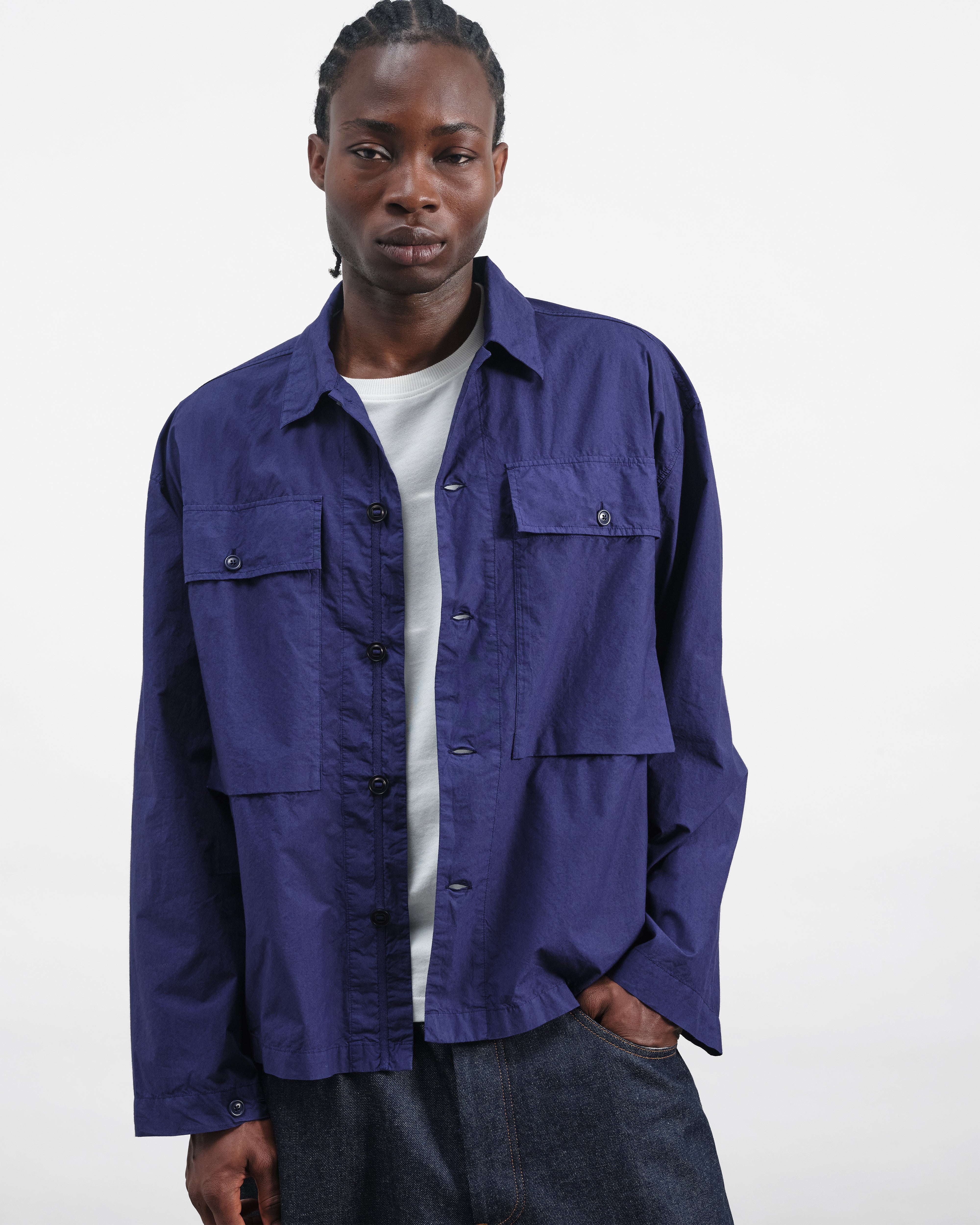00s archive ymc you must create Tシャツ ブルー Military Shirt Blue | YMC | You Must Create