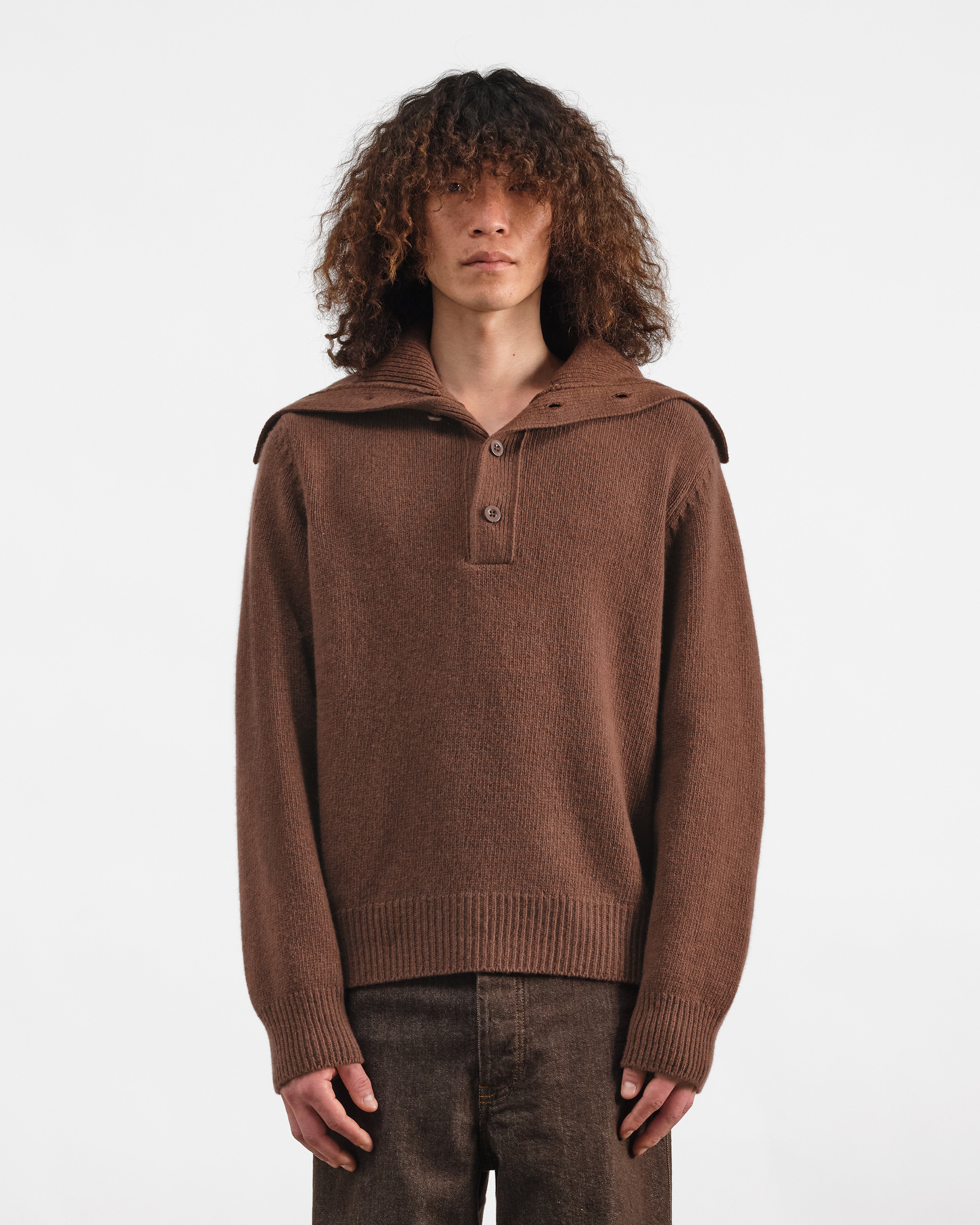 Runaway Neck Jumper Brown | YMC | You Must Create