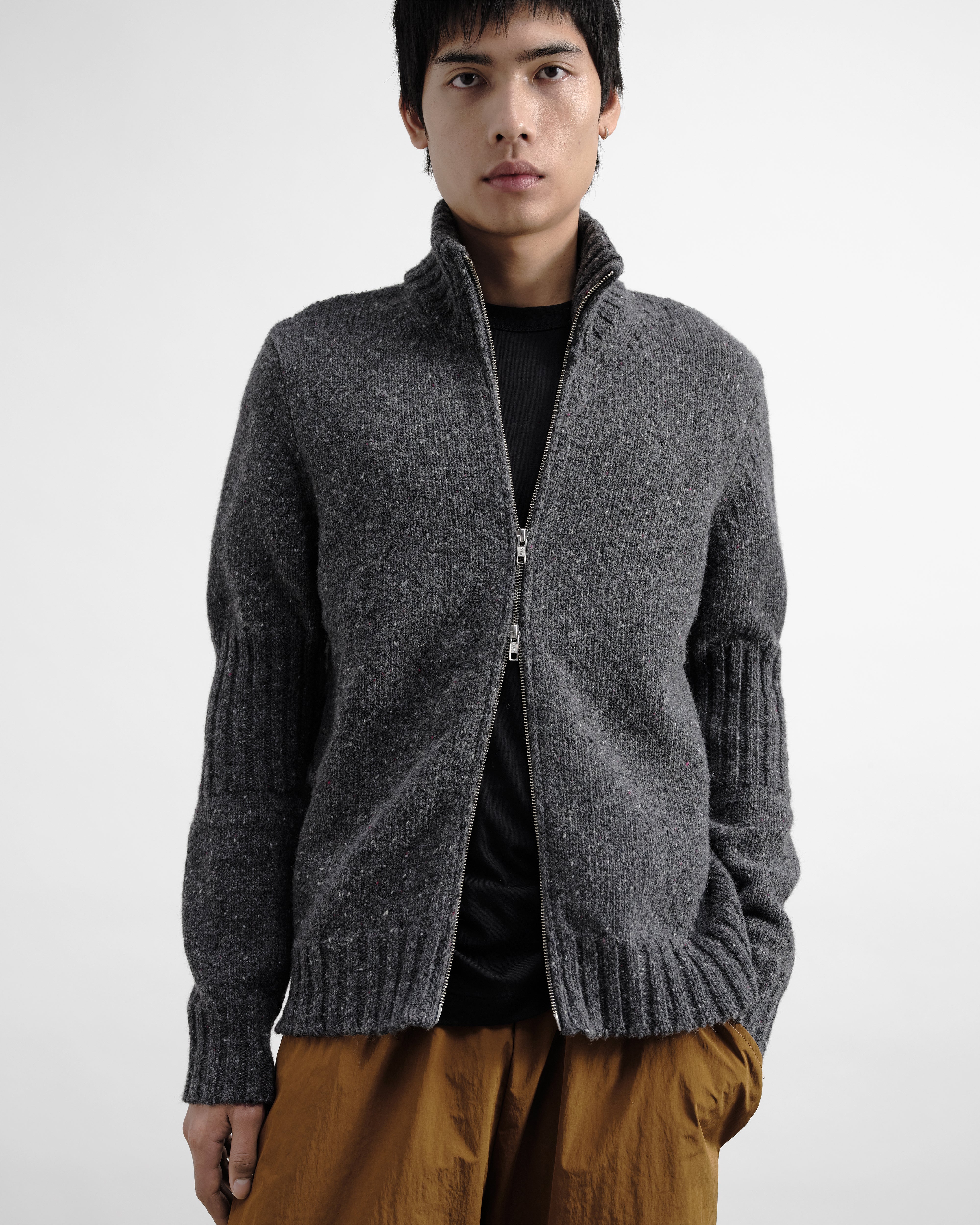 Nova Zip Cardigan Charcoal | YMC | You Must Create