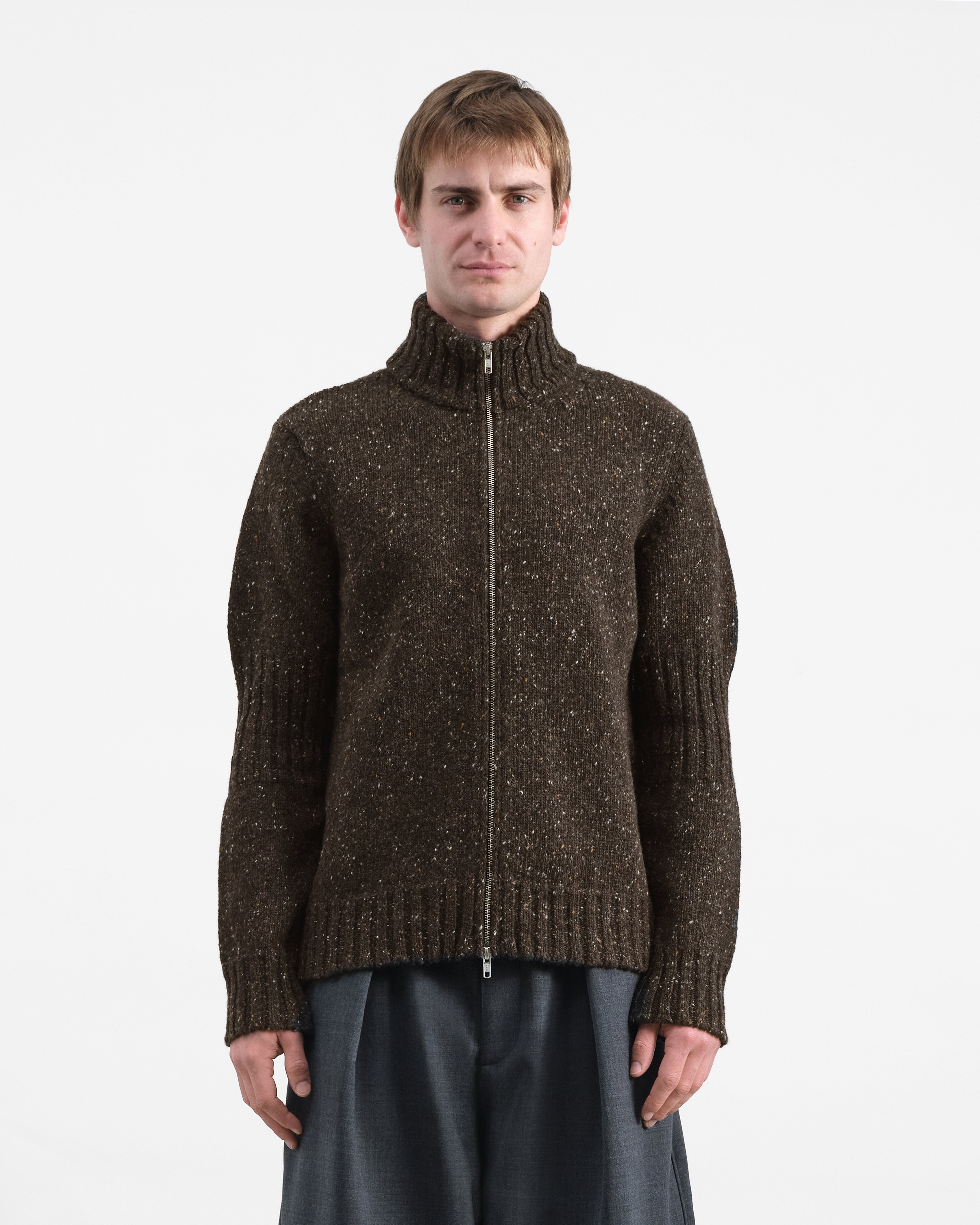 Nova Zip Cardigan Brown | YMC | You Must Create