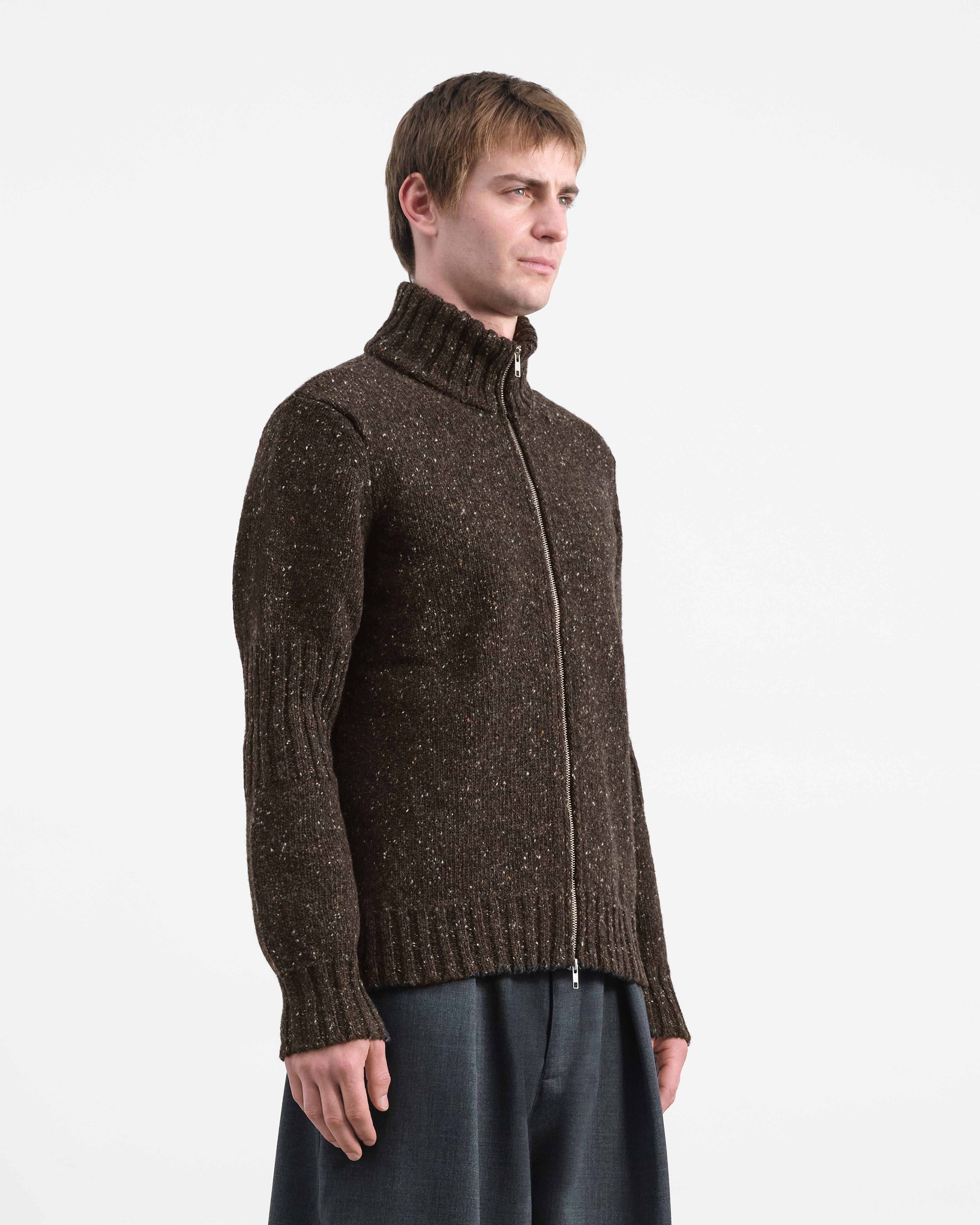 Nova Zip Cardigan Brown | YMC | You Must Create