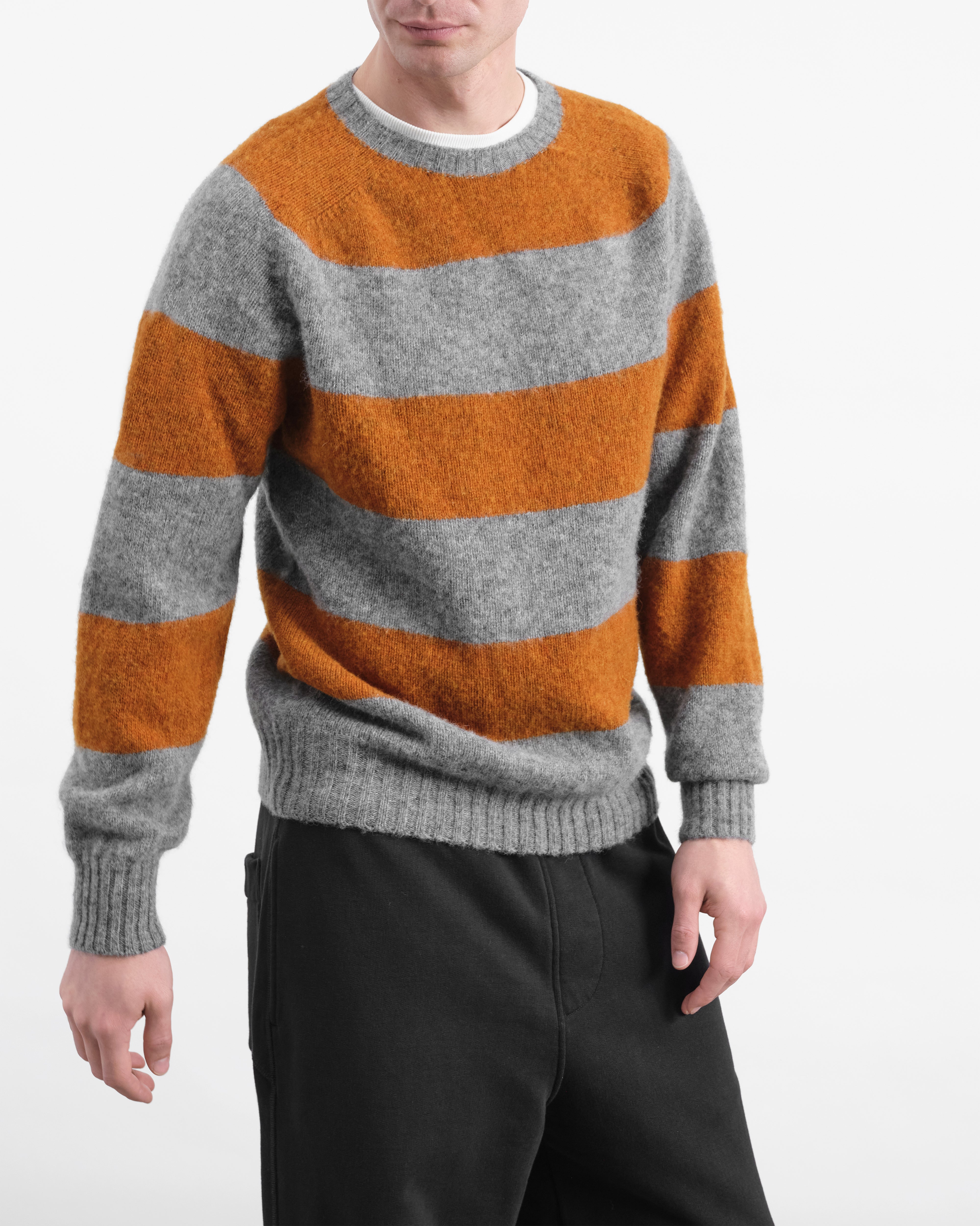 Suedehead Stripe Jumper Grey | YMC | You Must Create