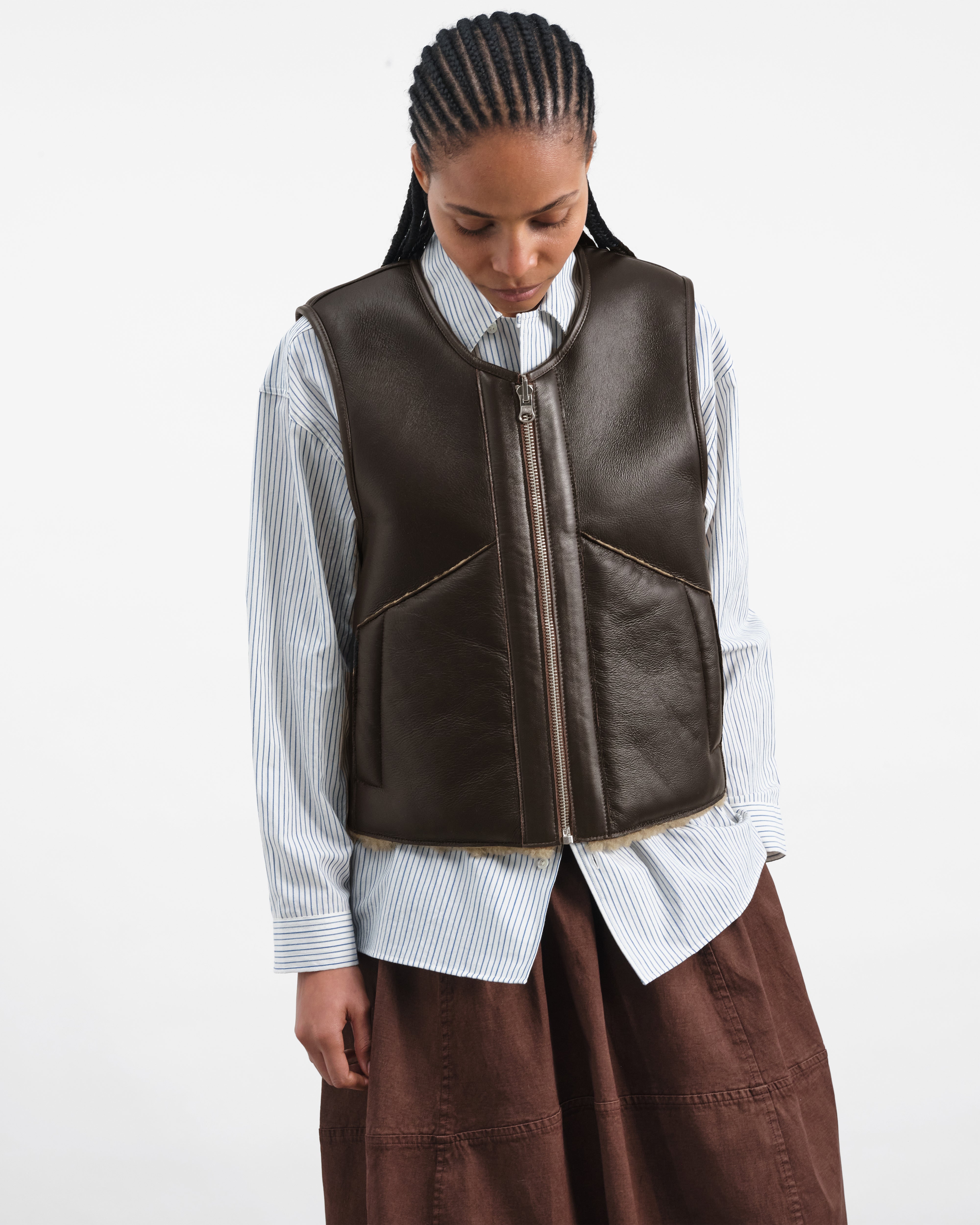 Drome Gilet Brown | YMC | You Must Create