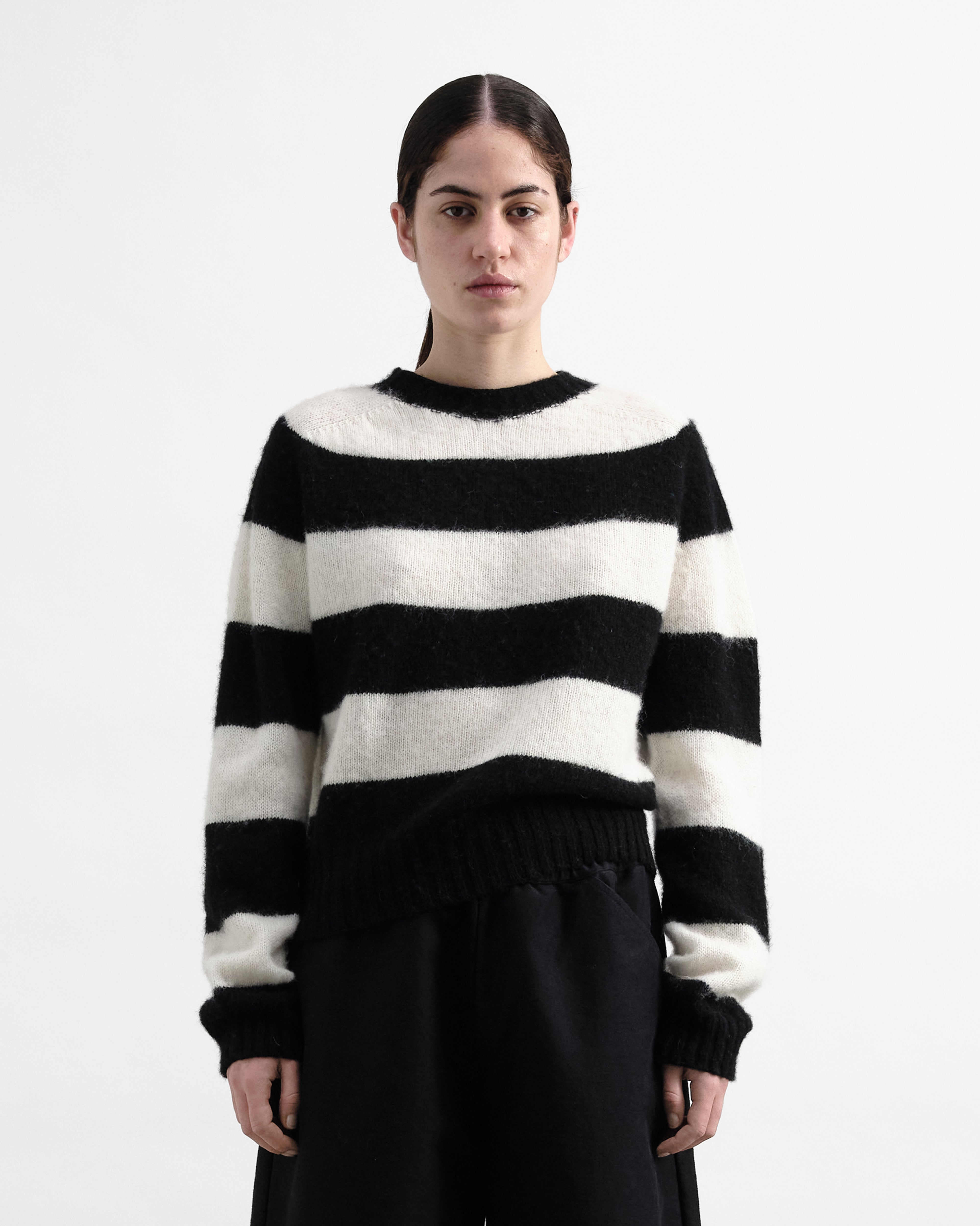 black&white ストラップニット Jets Stripe Jumper Black | YMC | You Must Create